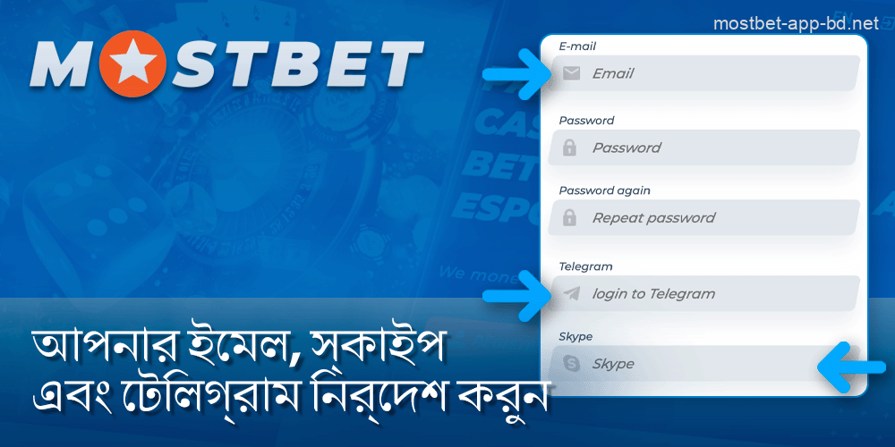 যোগাযোগের জন্য আপনার ইমেল, স্কাইপ এবং টেলিগ্রাম নির্দিষ্ট করুন