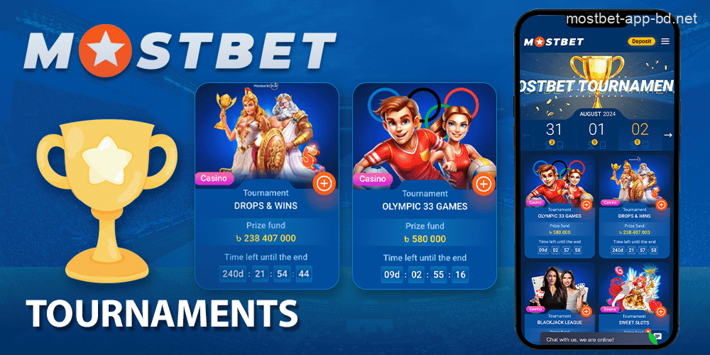 Bonuses when participating in tournaments in the Mostbet app