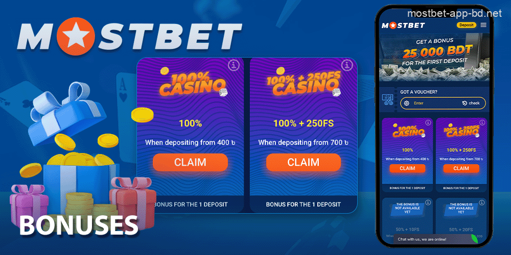 Deposit bonuses in the Mostbet app