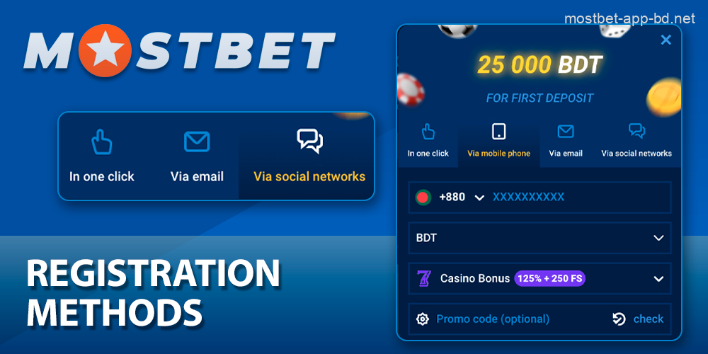 5 ways to register players in the Mostbet app