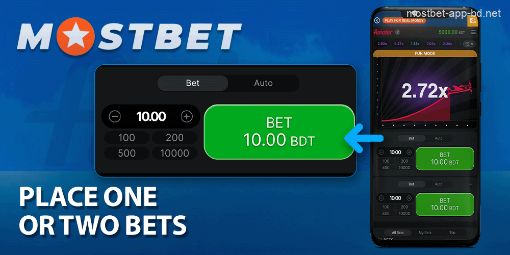 Place a bet in the Aviator game on the Mostbet app