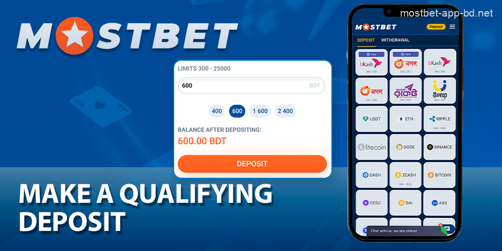 Make a deposit and get a welcome bonus in the Mostbet app