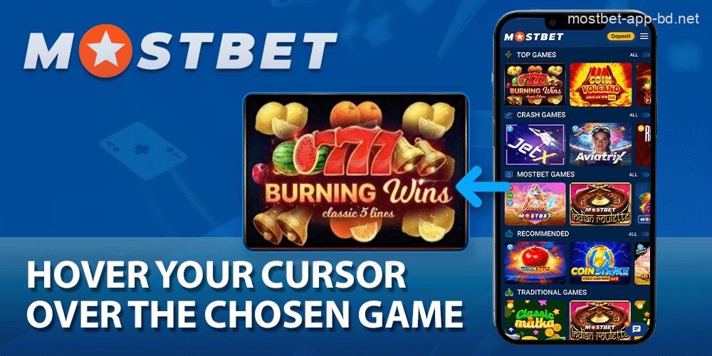 Select a Casino game at Mostbet