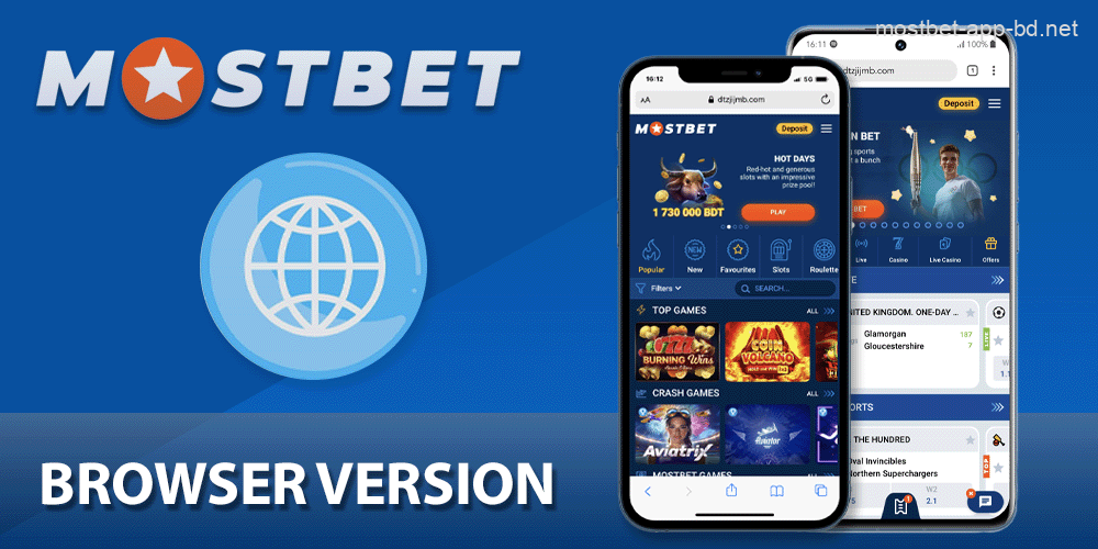 The mobile browser version of Mostbet Bangladesh