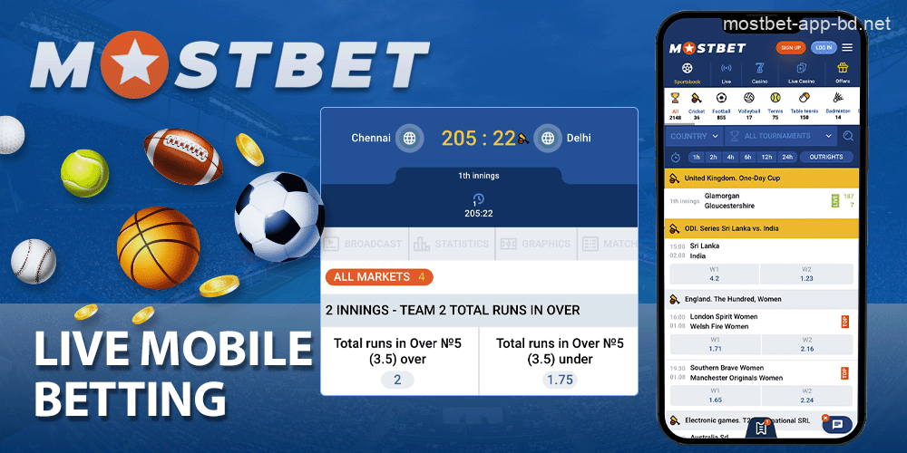 Real-time mobile betting in the Mostbet app