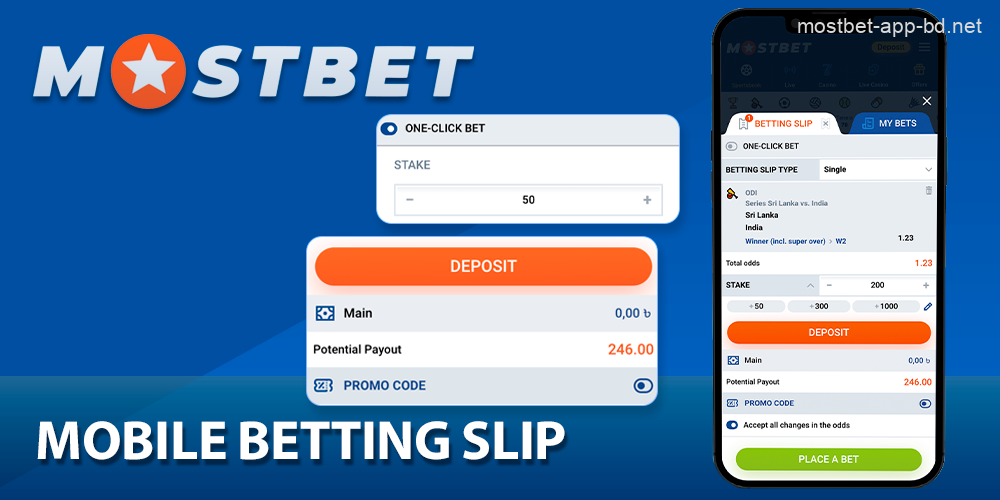 Interactive betting sheet available in the Mostbet app