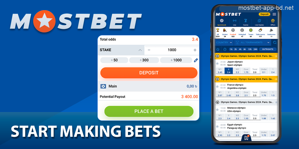 Start betting on the Mostbet app