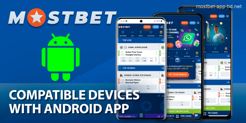 Compatible Android devices with the Mostbet app