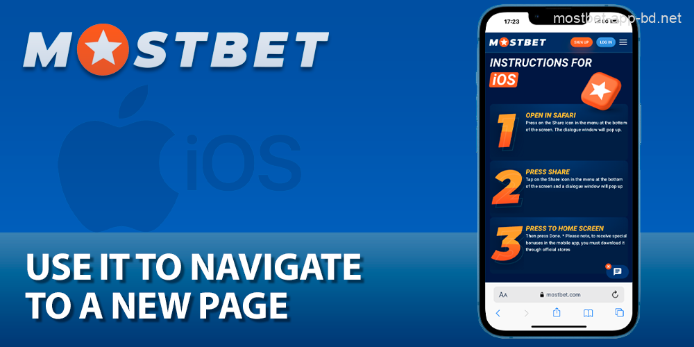 Go to a new page to download the Mosbet app on ios