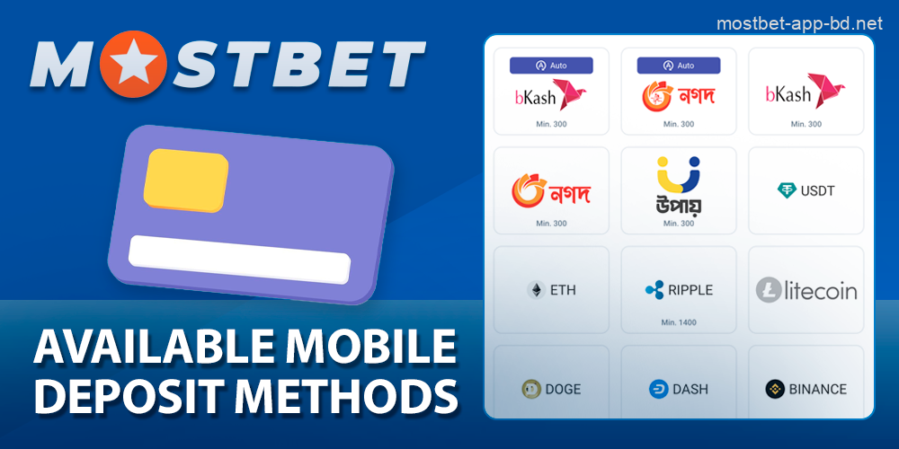 Ways to deposit funds in the Mostbet mobile app