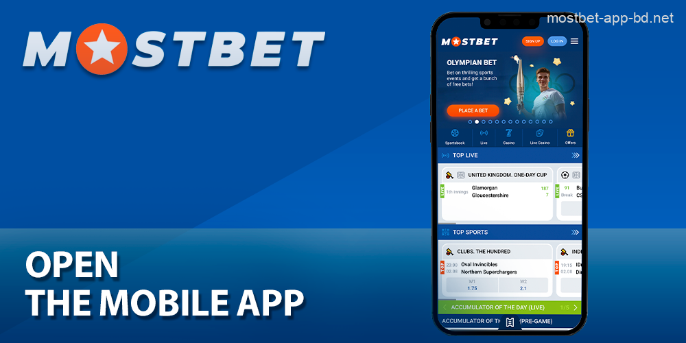 Open the Mostbet mobile app on your device