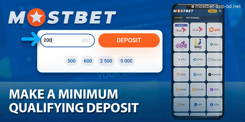 Make a deposit: minimum deposit 200 BDT