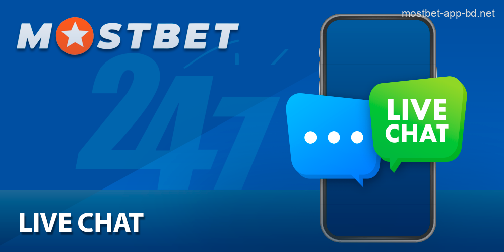 Live chat to communicate with Mostbet support manager